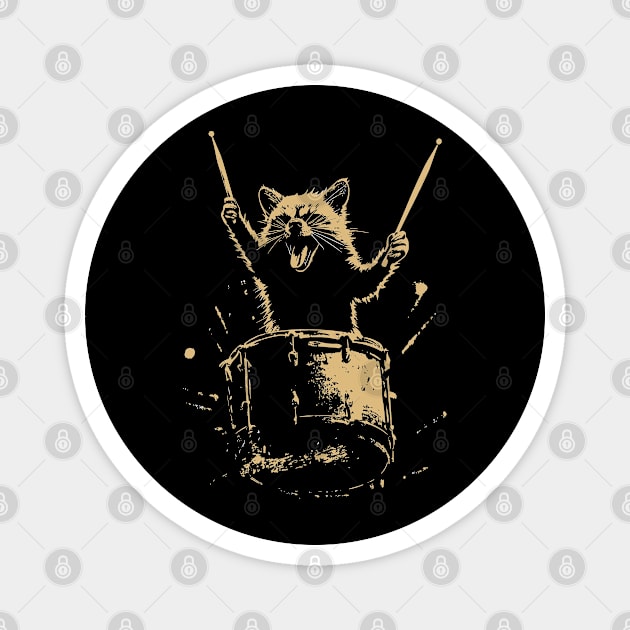 Raccoon Playing Drums Magnet by JessArty